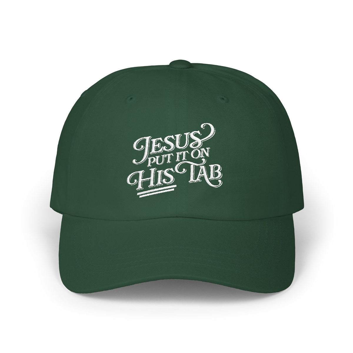 Jesus Put It On His Tab White Embroidered Christian Dad Cap Baseball Hat