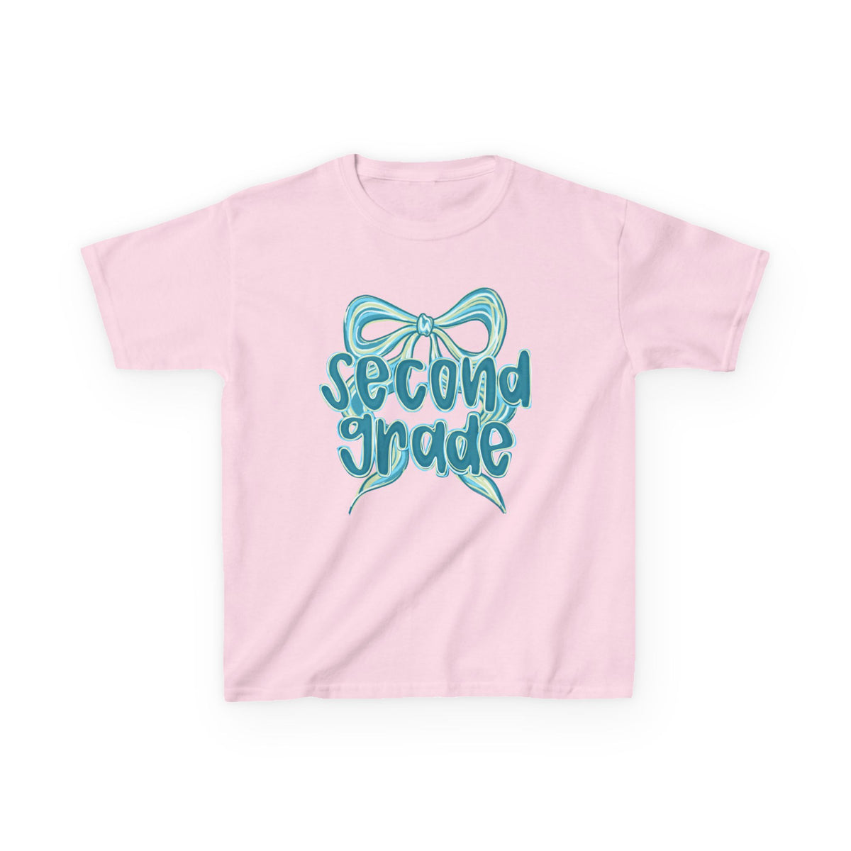 Second Grade Kids Tee Cute Blue Coquette Bow Back to School 2nd Grade T-Shirt