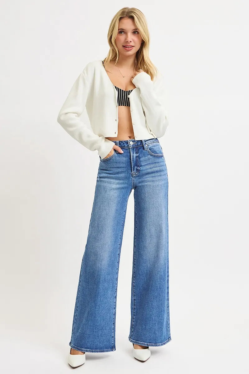 RISEN Full Size High Rise Wide Leg Jeans Plus Size - Sydney So Sweet