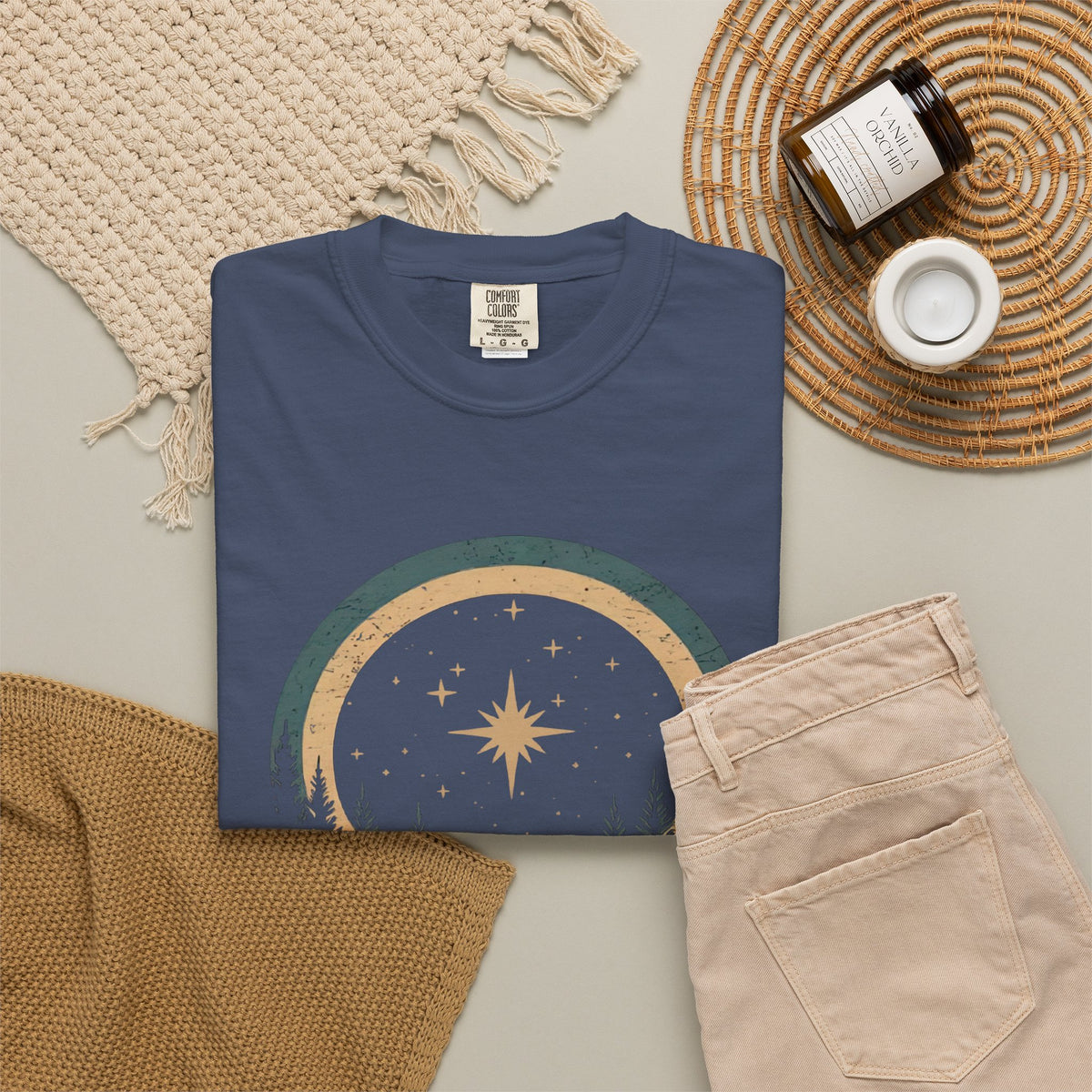 All Is Calm & Bright Christmas Eve Distressed T-Shirt Christian Graphic Tee