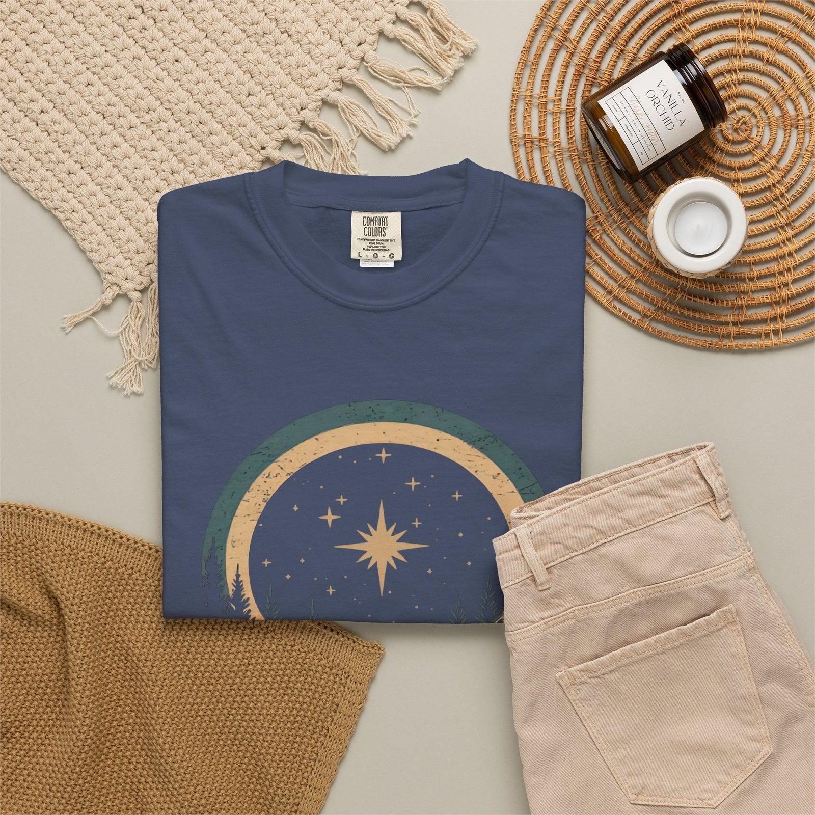 All Is Calm & Bright Christmas Eve Distressed T-Shirt Christian Graphic Tee
