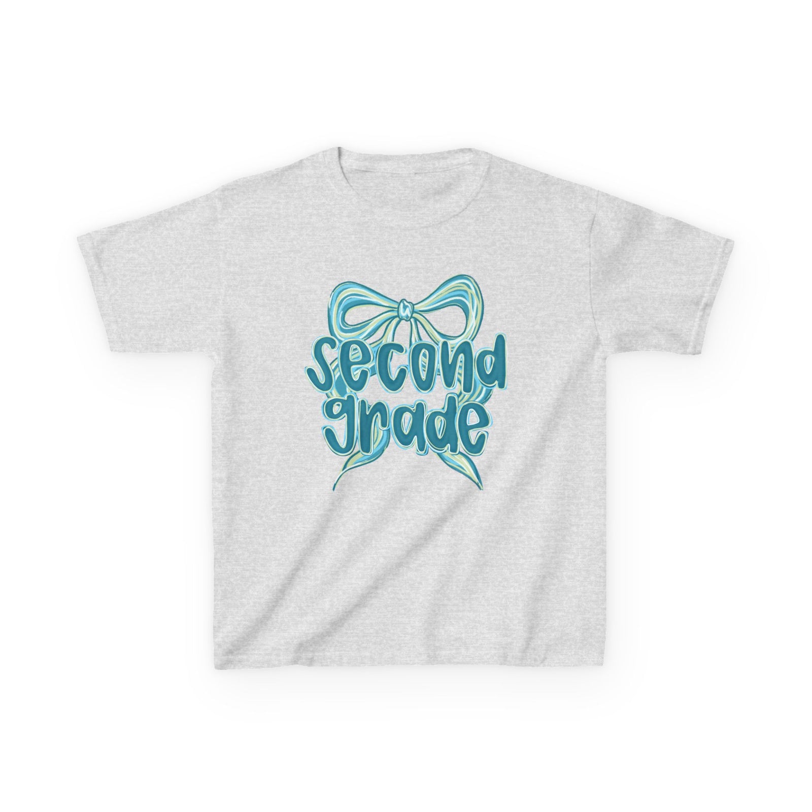 Second Grade Kids Tee Cute Blue Coquette Bow Back to School 2nd Grade T-Shirt
