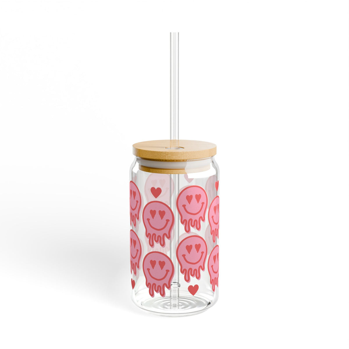 Love Melt Valentine Tumbler Sipper Glass 16oz — Reusable Drink Jar with Lid & Straw - Sydney So Sweet