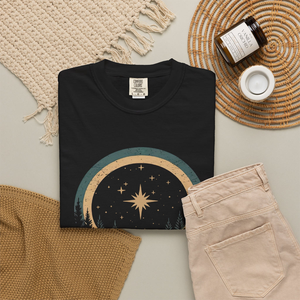 All Is Calm & Bright Christmas Eve Distressed T-Shirt Christian Graphic Tee