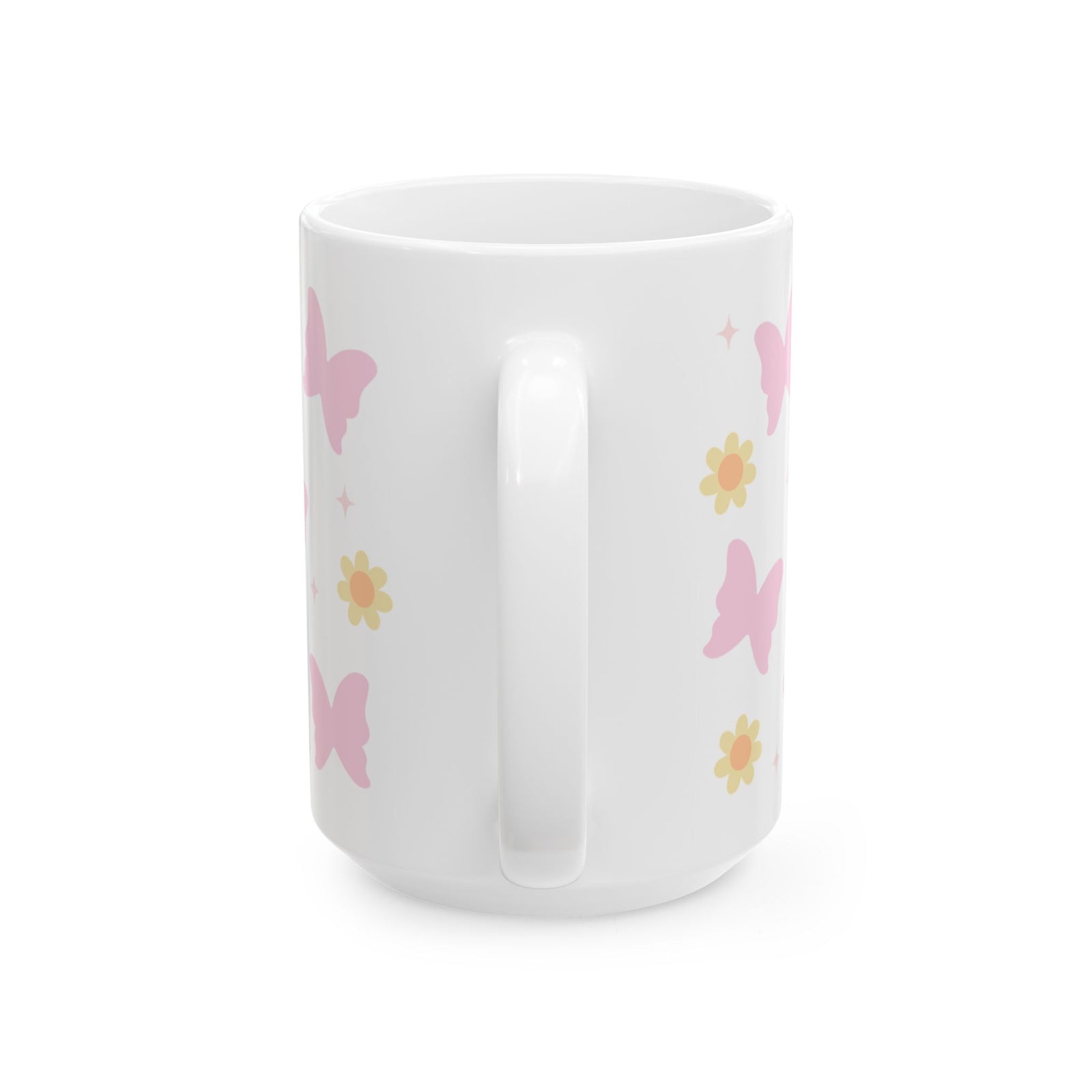 Boho Butterfly Daisy Cute Ceramic Mug Coffee Cup (11oz & 15oz)