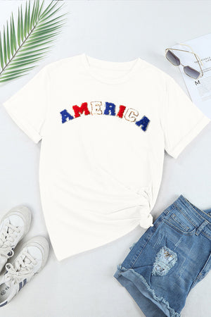 AMERICA Round Neck Short Sleeve T-Shirt - Sydney So Sweet