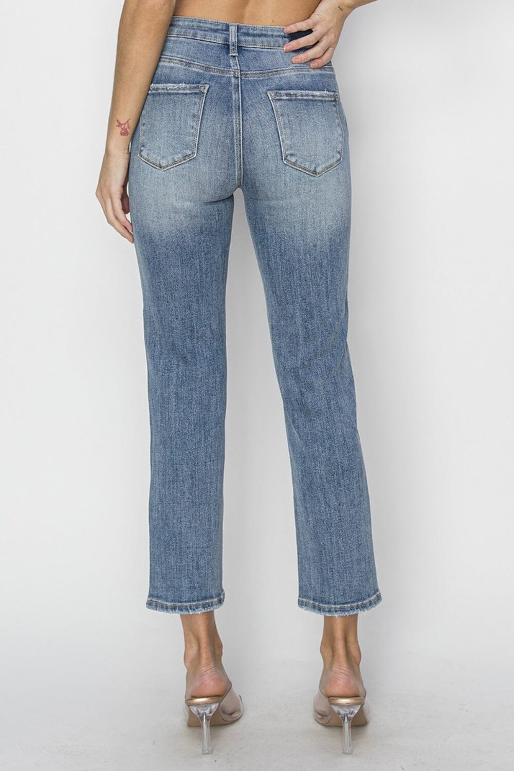 RISEN Full Size High Waist Distressed Cropped Jeans - Sydney So Sweet