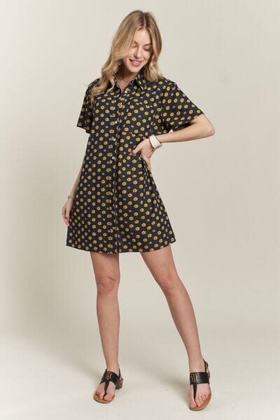 ADORA Floral Button-Up Mini Denim Dress - Sydney So Sweet