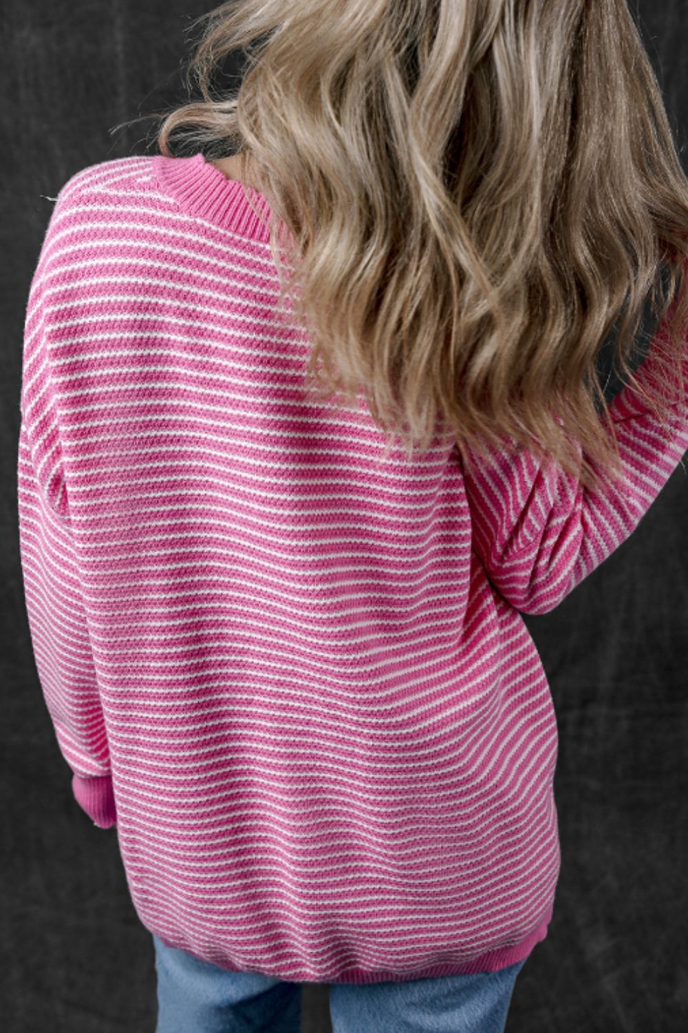 Striped V-Neck Dropped Shoulder Sweater - Sydney So Sweet