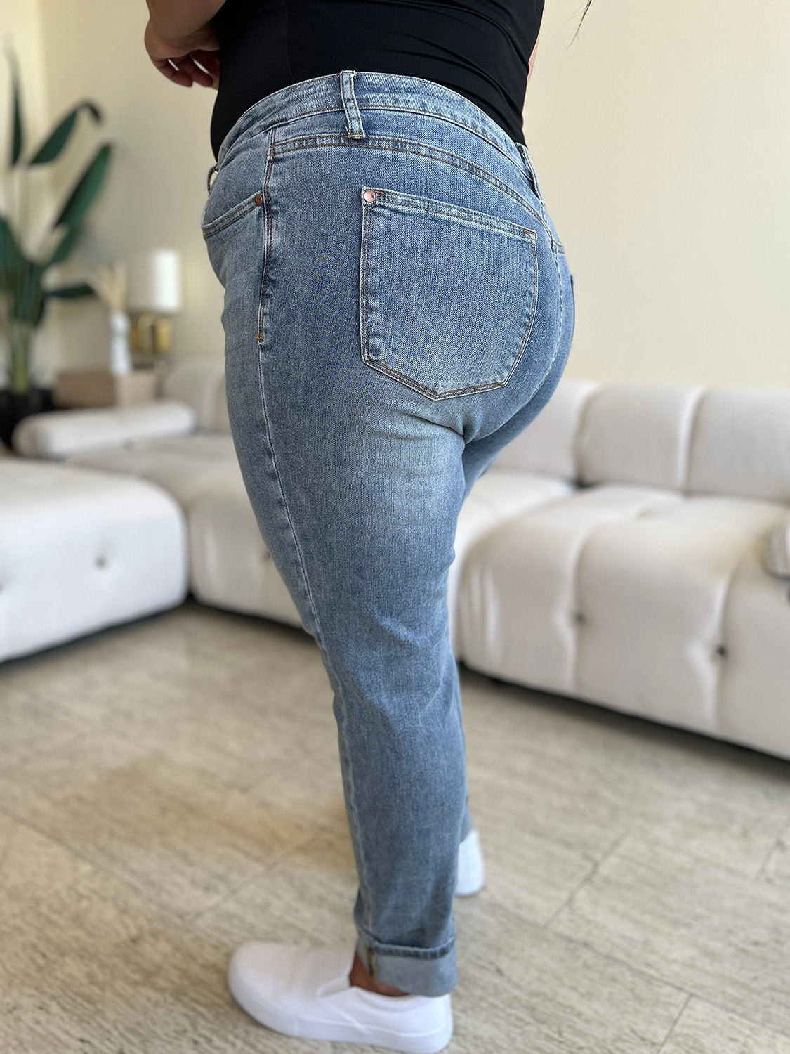 Judy Blue Full Size High Waist Cuff Hem Skinny Jeans - Sydney So Sweet