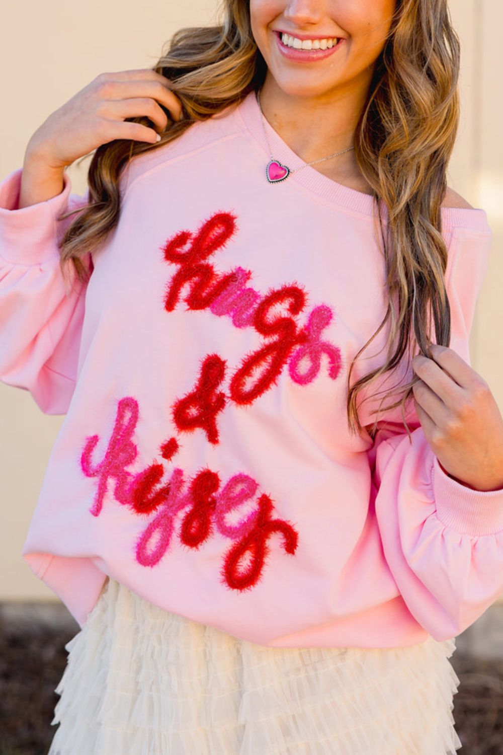 Valentine’s Day HUG AND KISSES Round Neck Sweatshirt - Sydney So Sweet