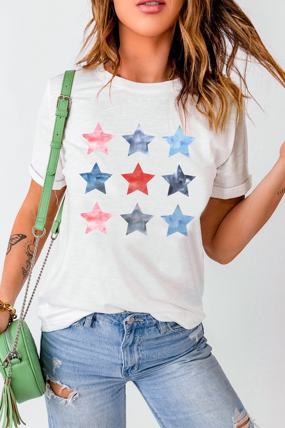 Star Round Neck Short Sleeve T-Shirt - Sydney So Sweet