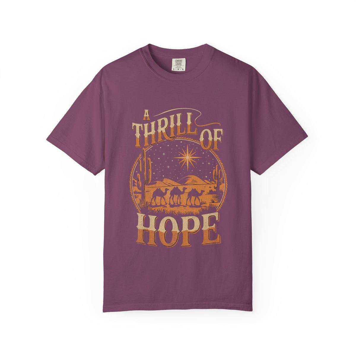 A Thrill of Hope Christmas Eve Distressed T-Shirt Christian Graphic Tee