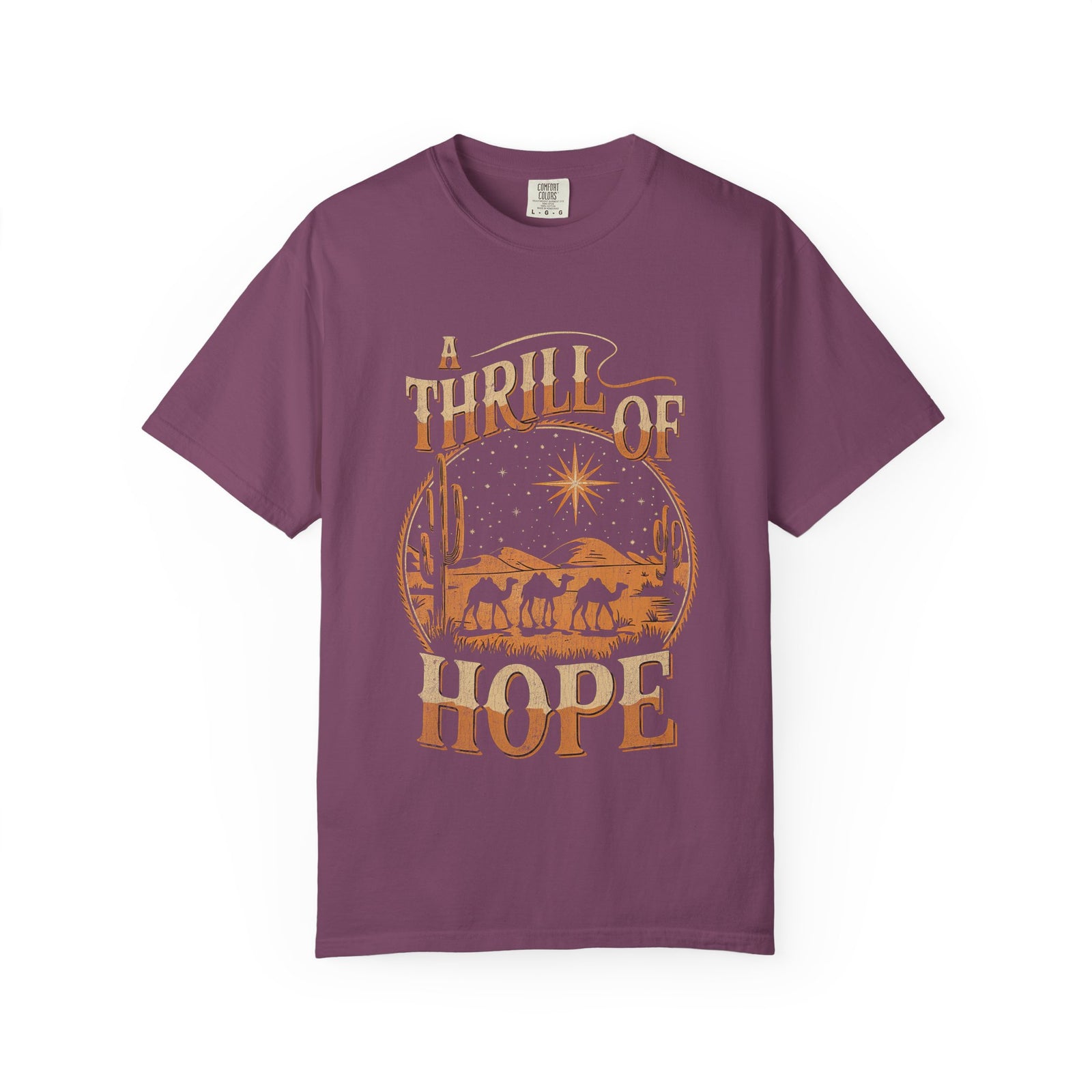 A Thrill of Hope Christmas Eve Distressed T-Shirt Christian Graphic Tee
