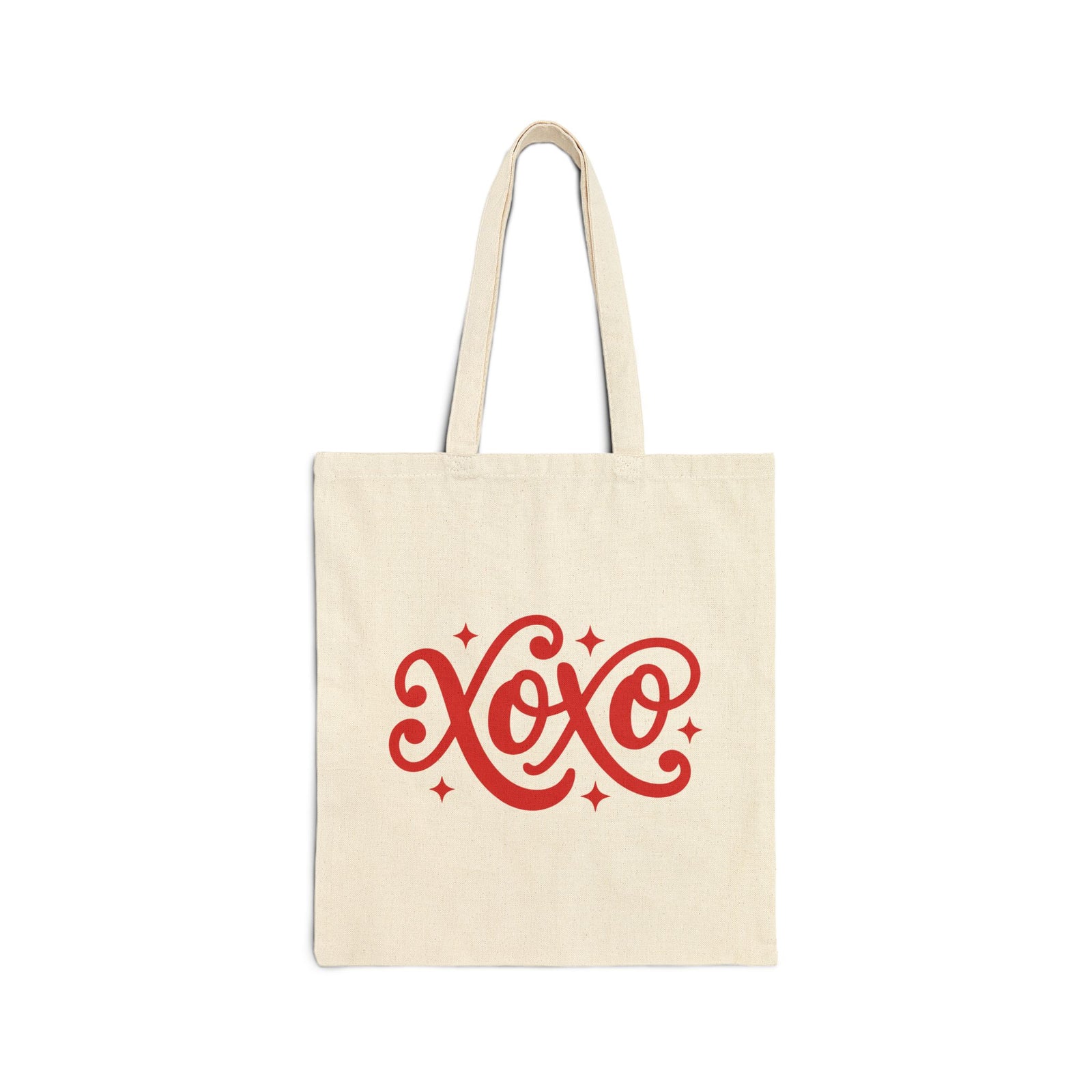XOXO Red Script Hugs & Kisses Cotton Canvas Tote Bag