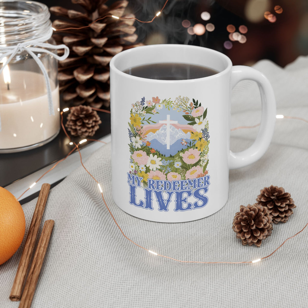 My Redeemer Lives Easter Christian Ceramic Mug Coffee Cup (11oz & 15oz)