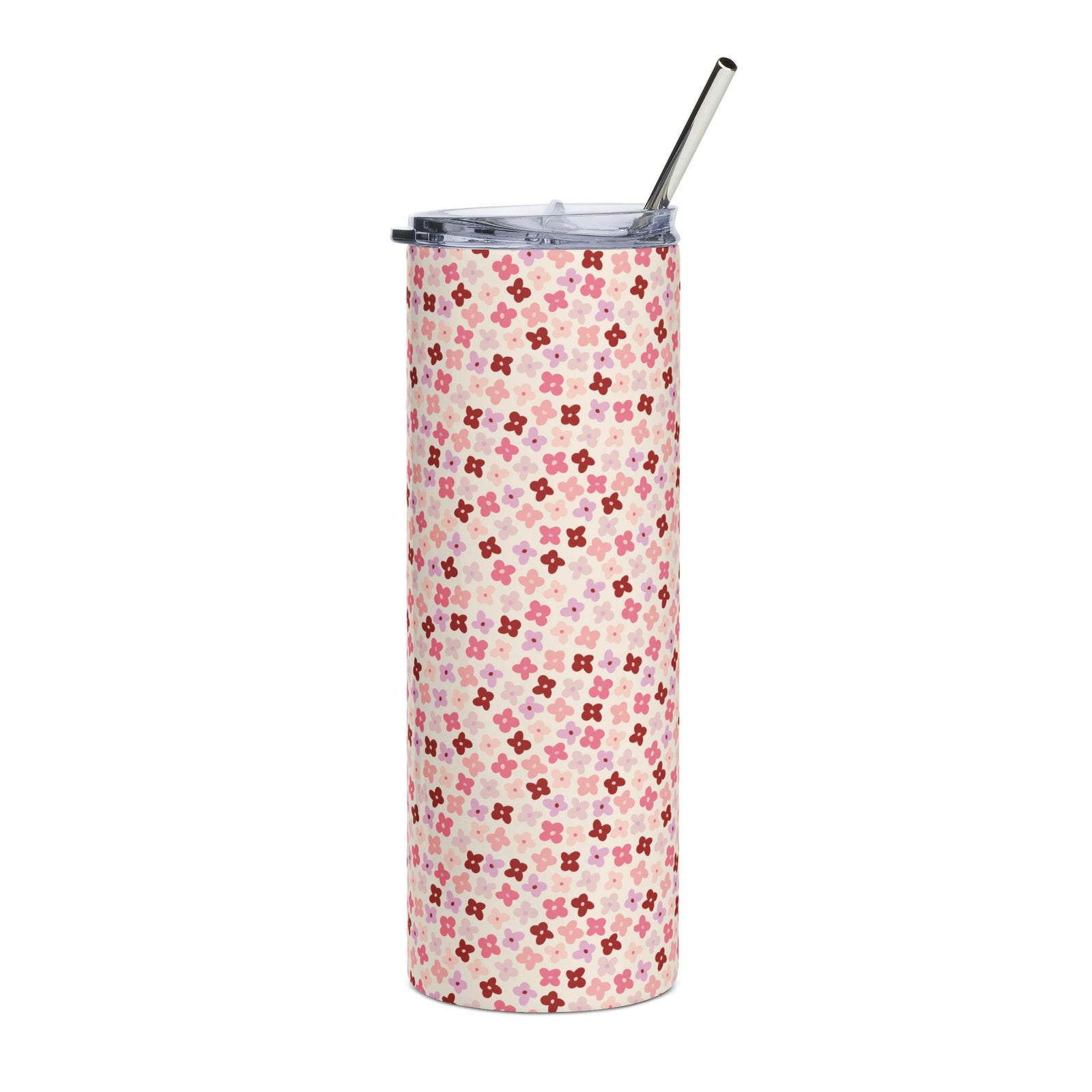 Pink Floral Mosaic 20oz Stainless Steel Tumbler Insulated Travel Cup