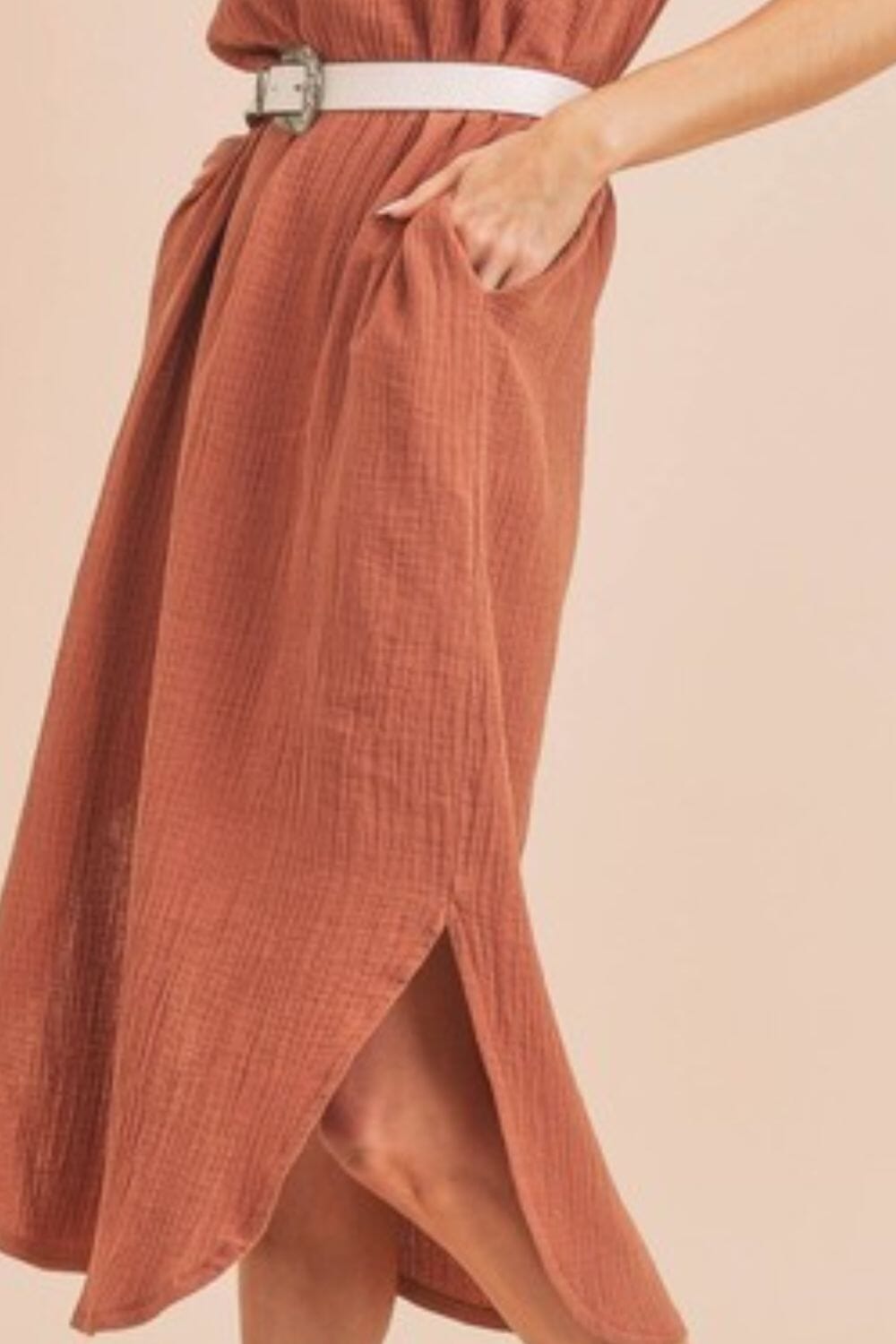 Aemi + Co Round Neck Midi Tank Dress with Pockets - Sydney So Sweet