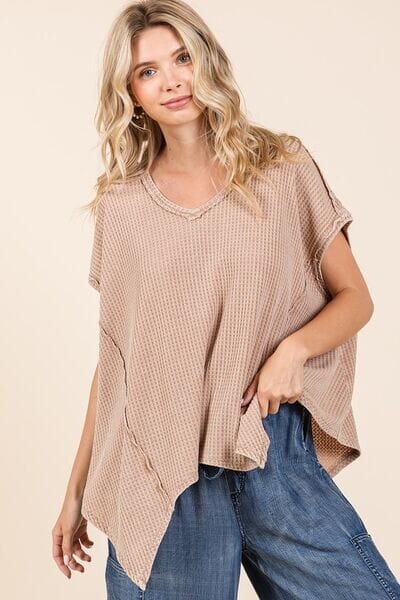 Mittoshop Mineral Wash Waffle Knit Pointed Hem Oversized Top - Sydney So Sweet