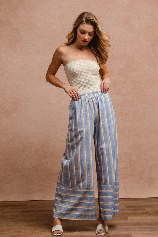 BiBi Striped Wide Leg Pants with Pockets - Sydney So Sweet