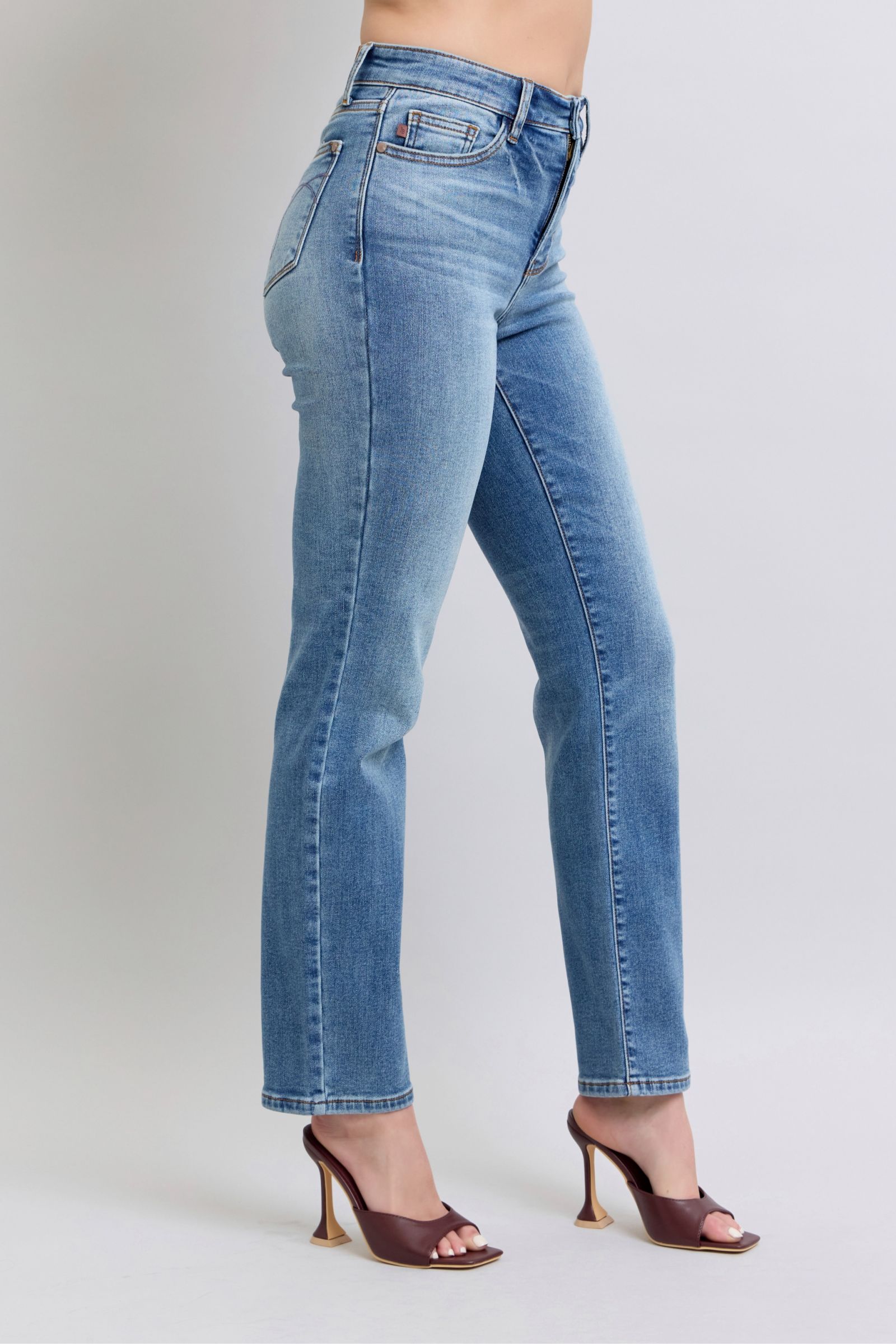 Judy Blue Full Size Wash Thermal Straight Jeans with Pockets - Sydney So Sweet