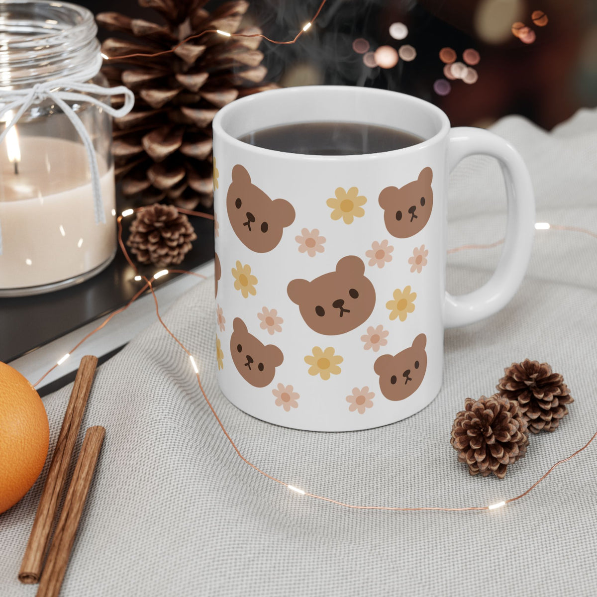 Teddy Bear Daisy Cute Ceramic Mug Coffee Cup (11oz & 15oz) - Sydney So Sweet