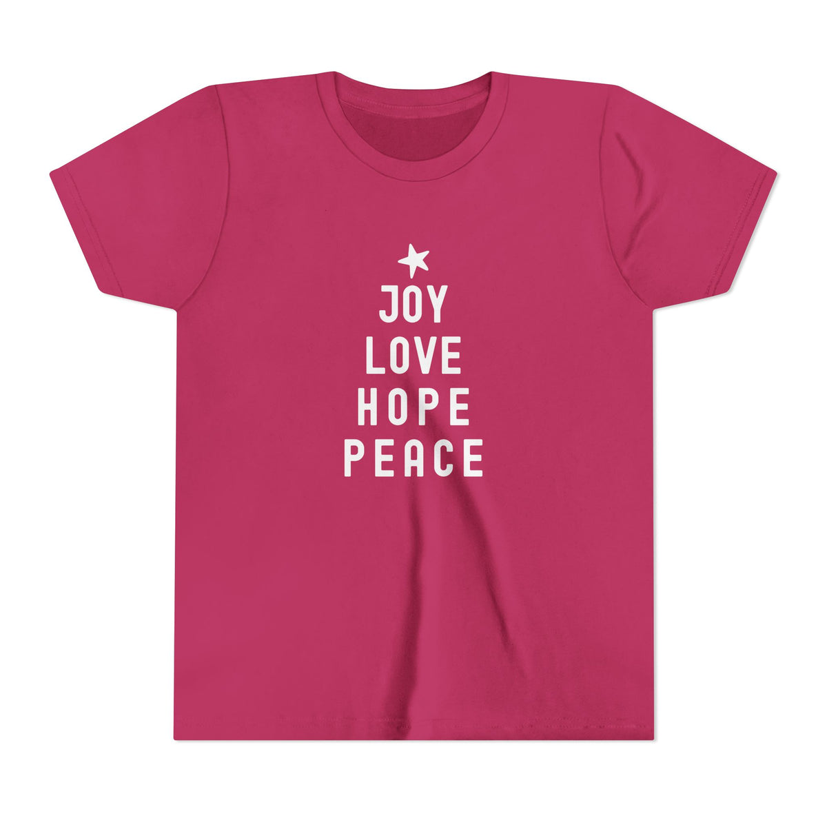 Joy Love Hope Peace Christmas Tree Graphic Youth Short Sleeve Tee - Sydney So Sweet