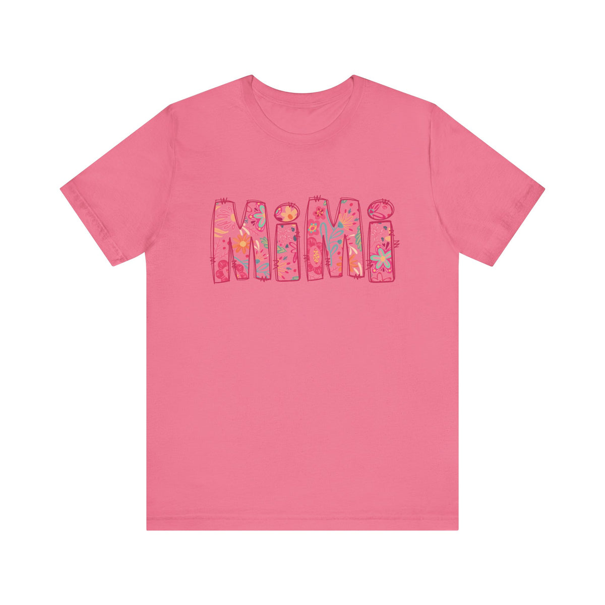 Mimi Boho Pink Floral Graphic T‑Shirt Flower Pattern Grandmother Tee