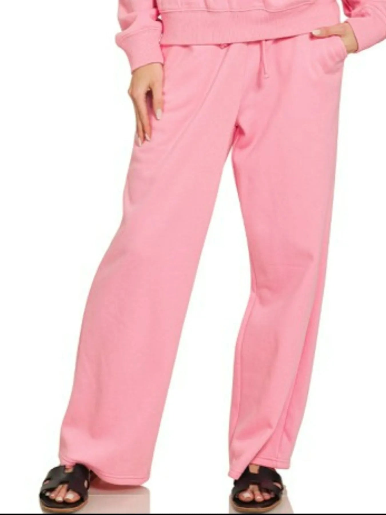 Zenana Fleece Long Sleeve Top and Sweatpants Set - Sydney So Sweet