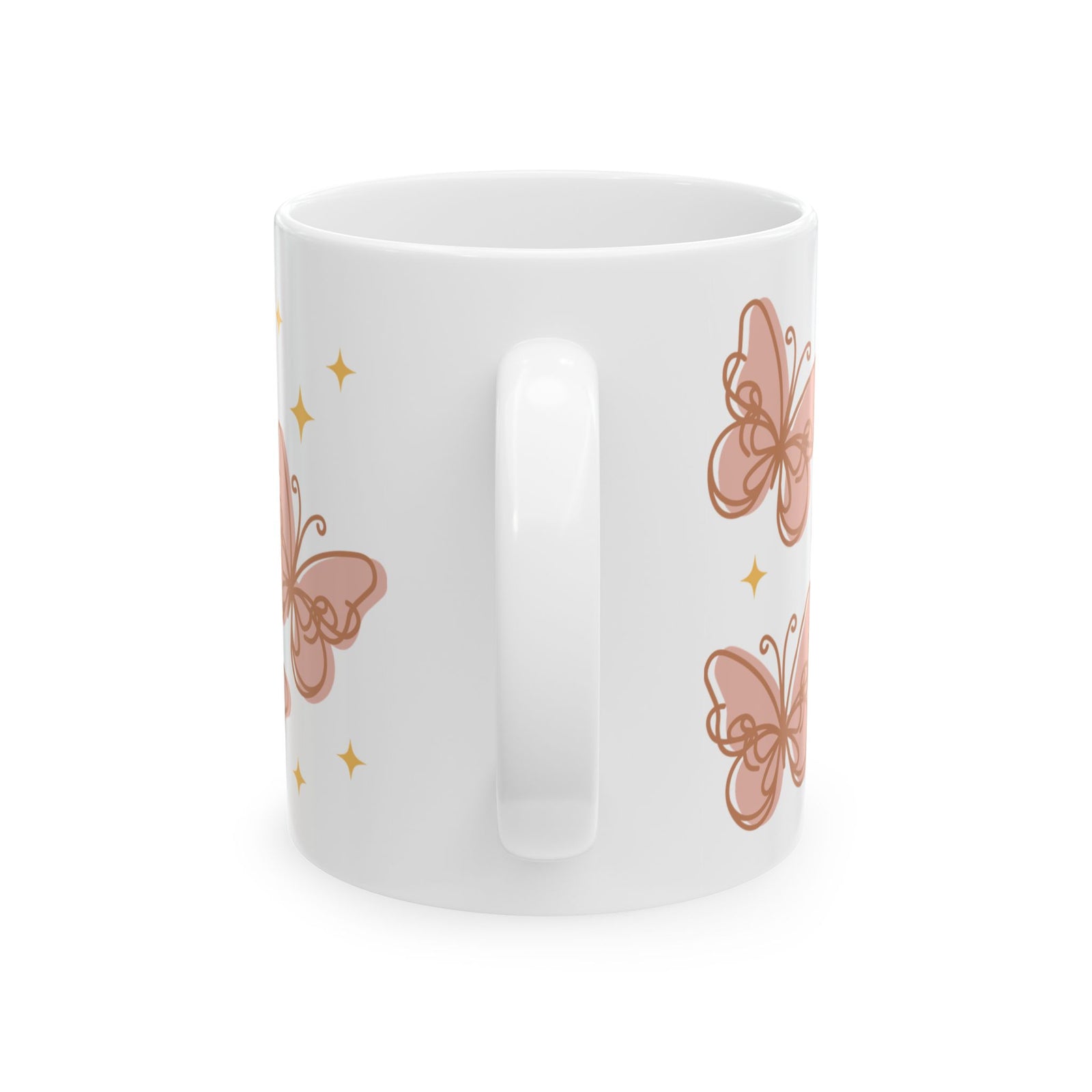 Peachy Butterfly Cute Ceramic Mug Coffee Cup (11oz & 15oz)