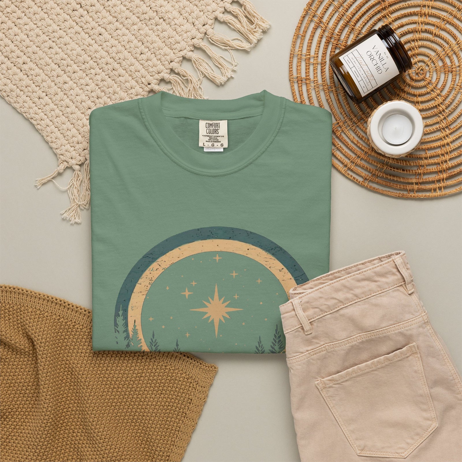 All Is Calm & Bright Christmas Eve Distressed T-Shirt Christian Graphic Tee