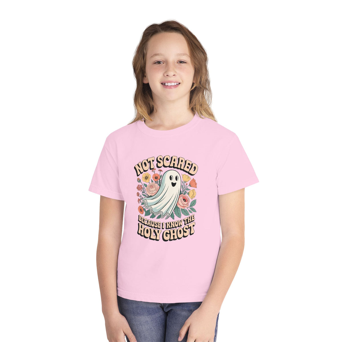 Not Scared Holy Ghost T-Shirt Christian Halloween Kids Graphic Tee