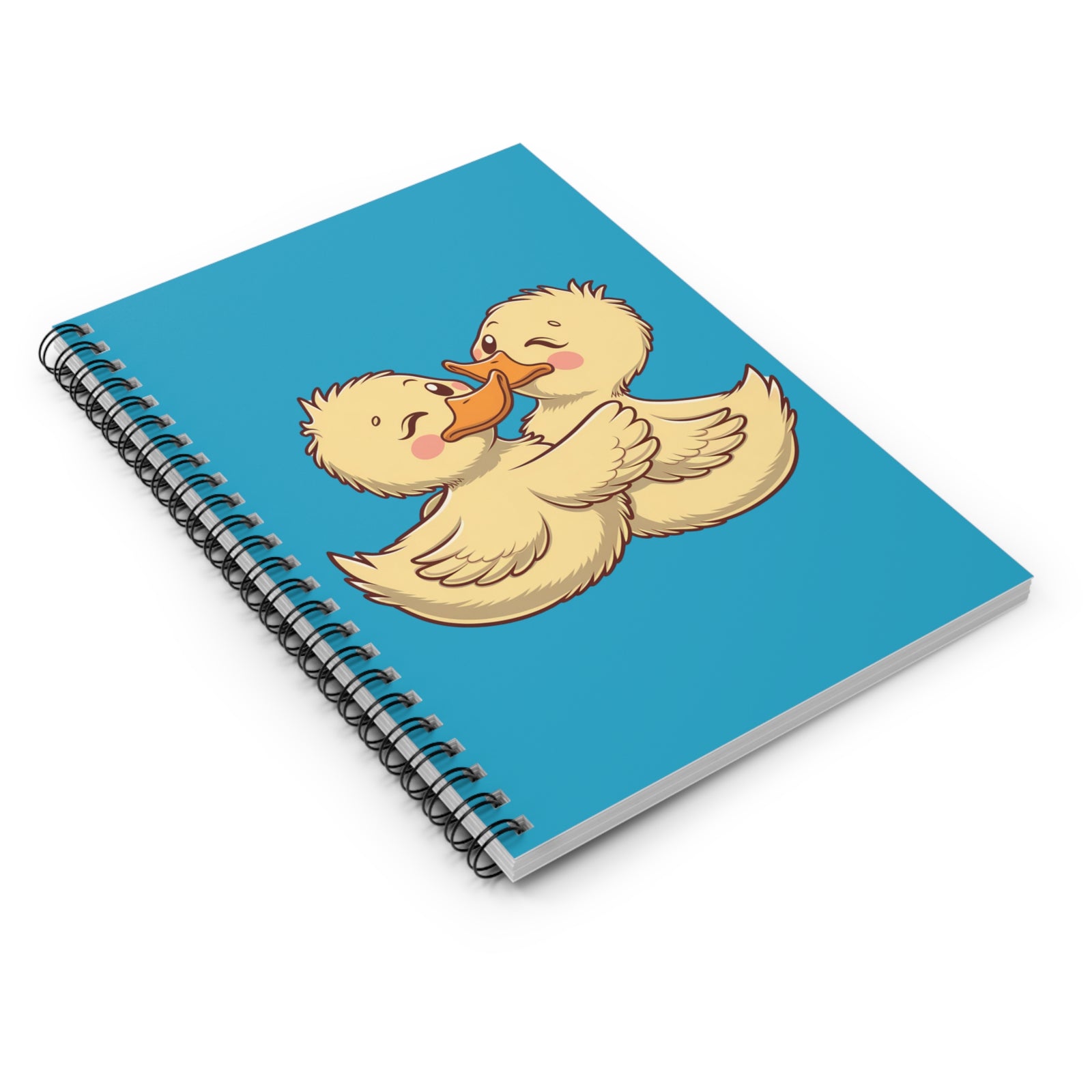Cute Ducklings Spiral Notebook Kissing Duck Couple Ruled Journal