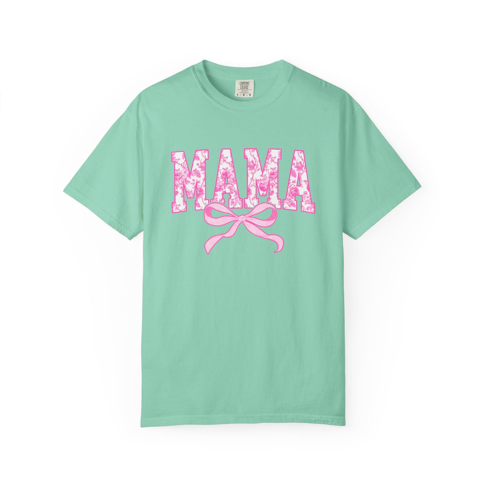 Mama Coquette Pink Toile Bow T-Shirt Cute Mom Graphic Tee