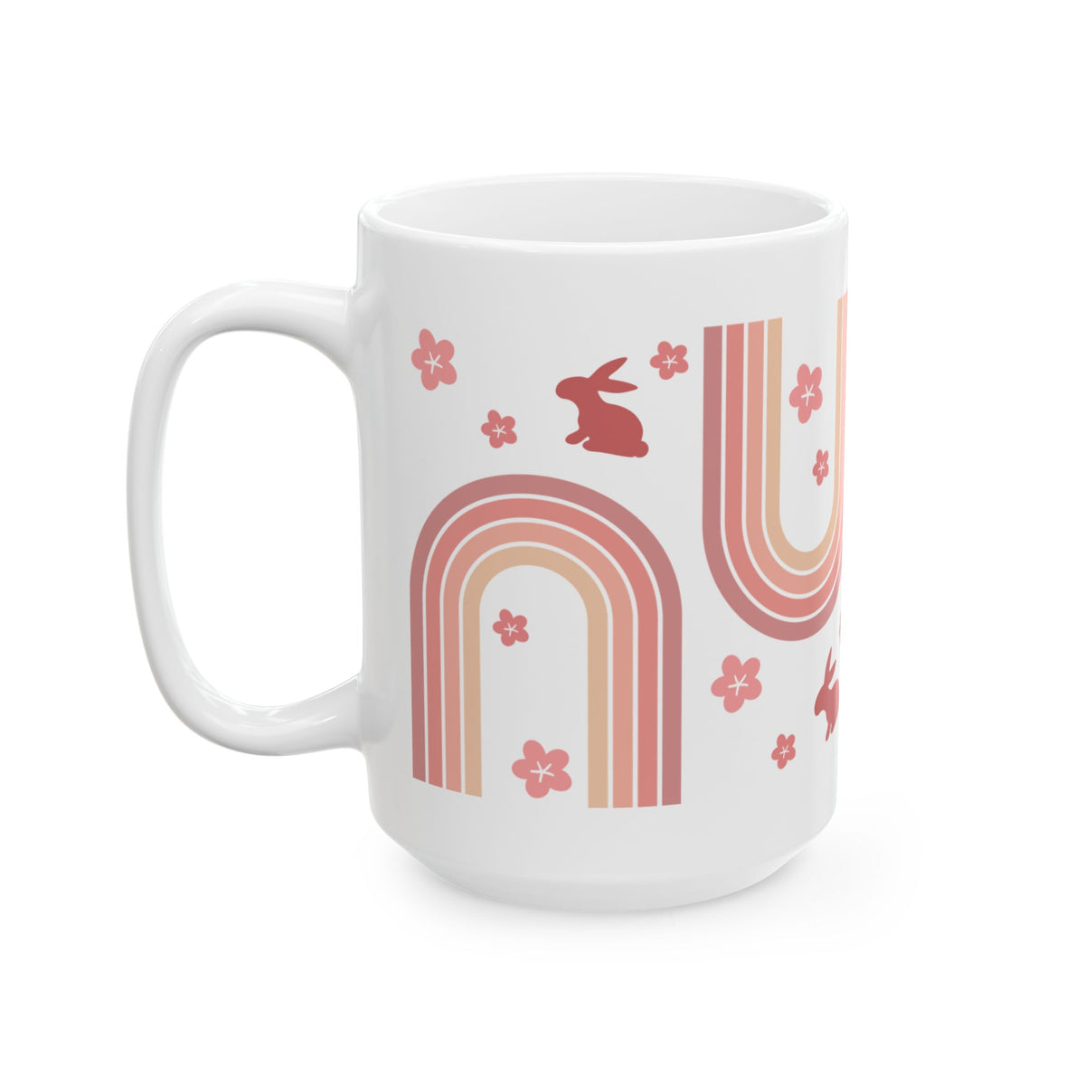 Retro Rainbow Bunny Cute Ceramic Mug Coffee Cup (11oz & 15oz)