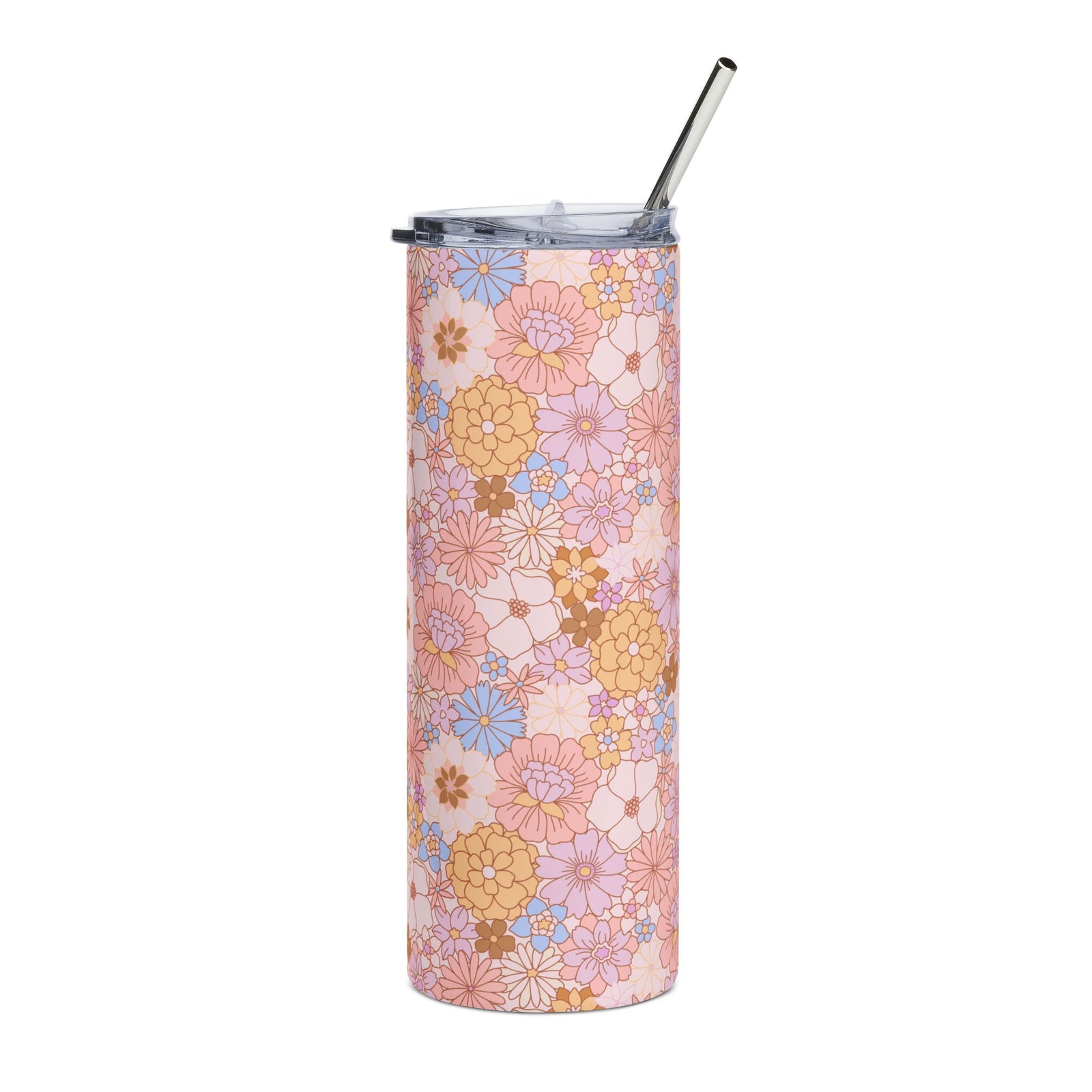 Pink Autumn Blooms 20oz Floral Stainless Steel Tumbler Insulated Travel Cup