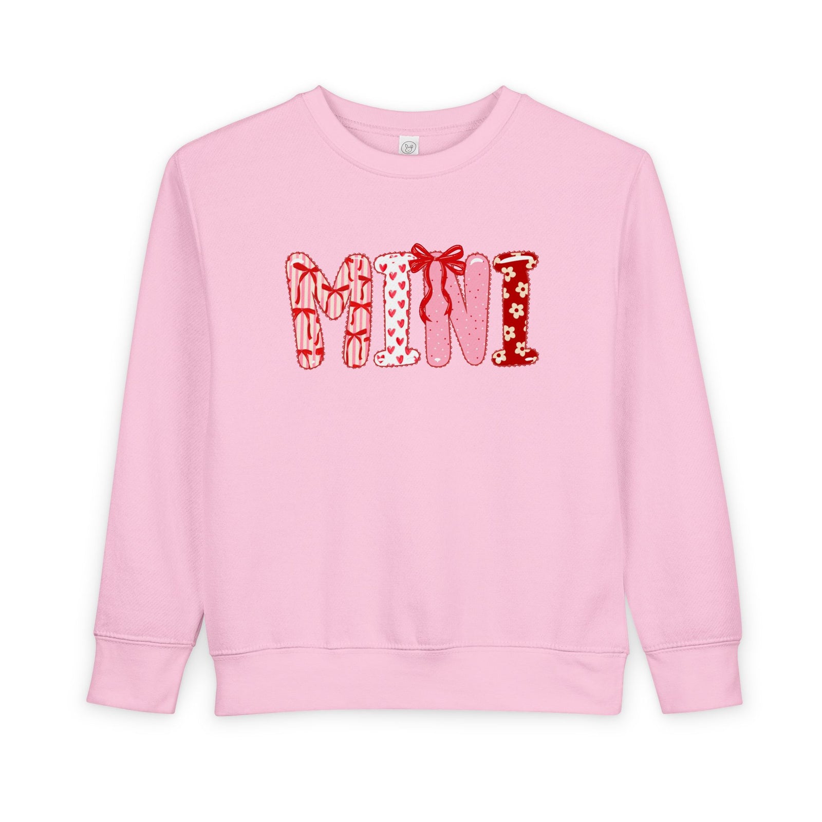 Mini Coquette Bow & Heart Valentine's Day Pullover Toddler Crewneck Graphic Sweatshirt
