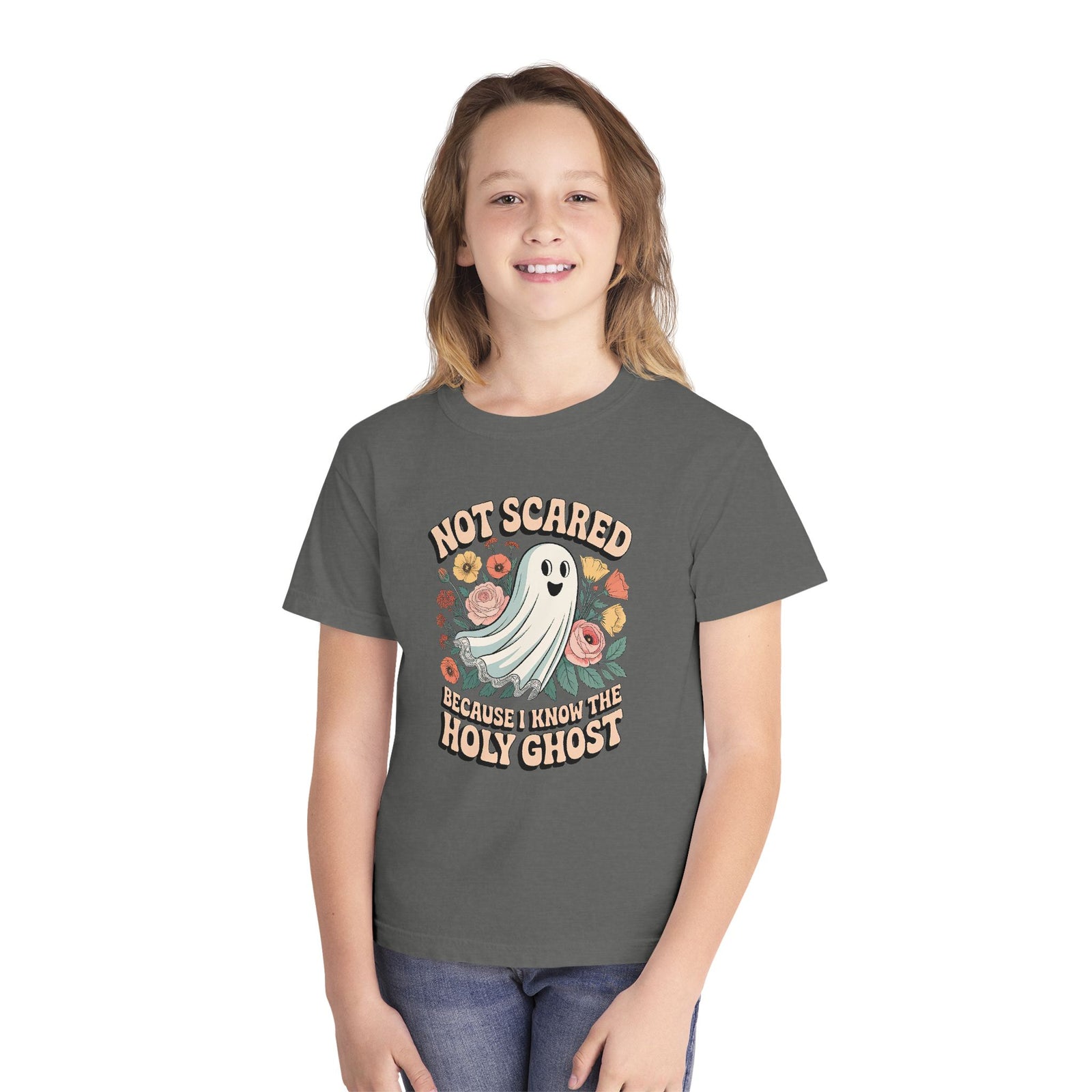 Not Scared Holy Ghost T-Shirt Christian Halloween Kids Graphic Tee