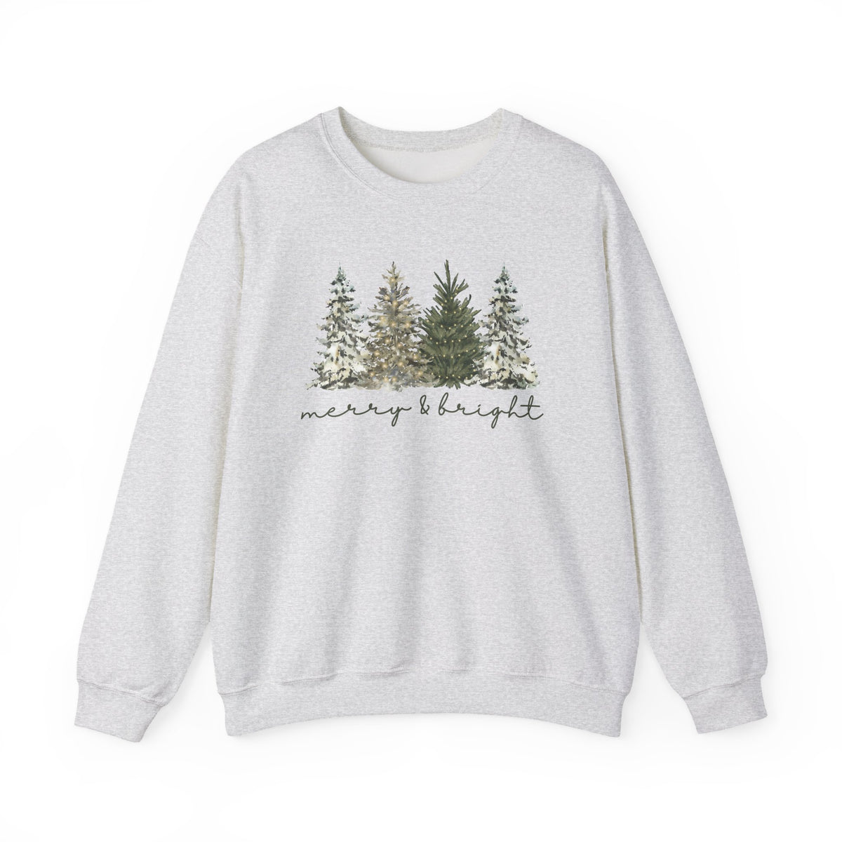 Merry & Bright Winter Trees Heavy Blend Unisex Crewneck Cozy Christmas Sweatshirt - Sydney So Sweet