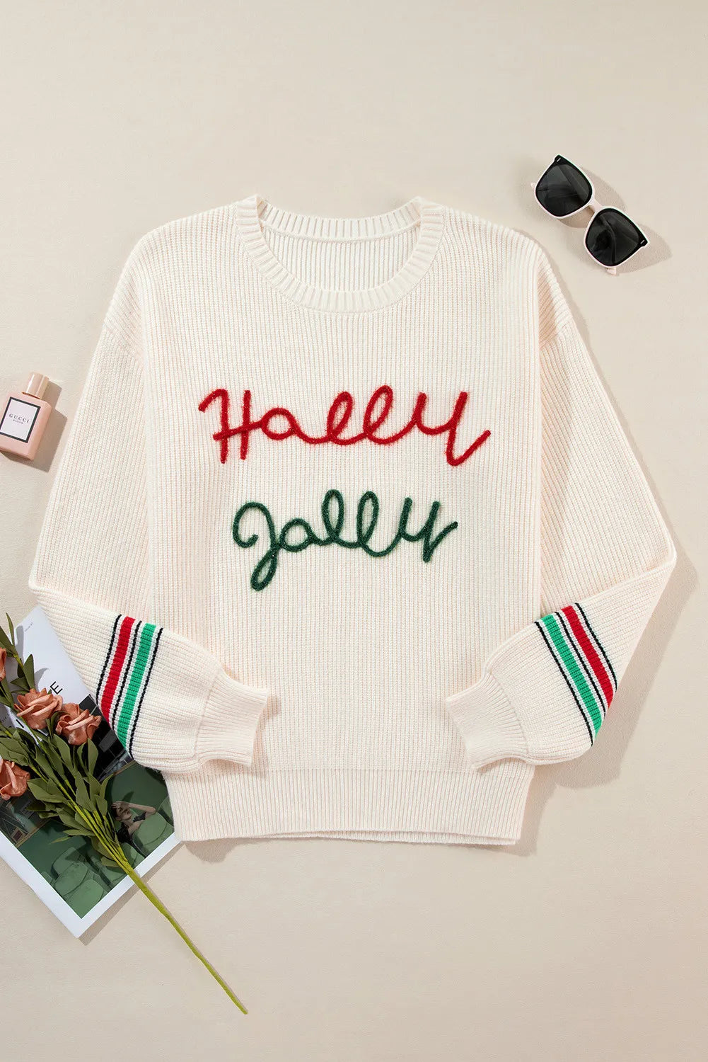 Letter Round Neck Long Sleeve Sweater - Sydney So Sweet