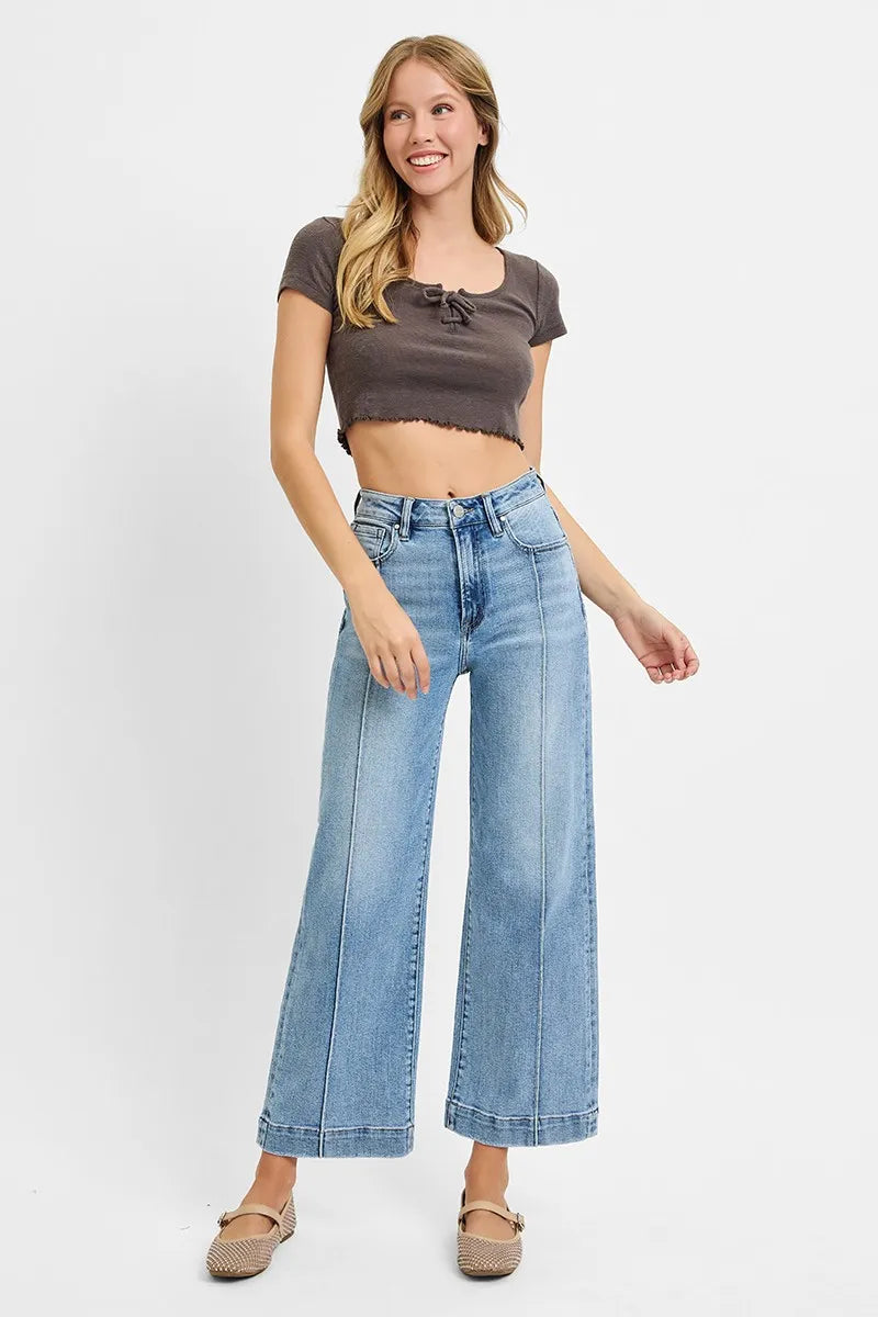 RISEN Full Size High Rise Crop Wide Leg Jeans Plus Size - Sydney So Sweet