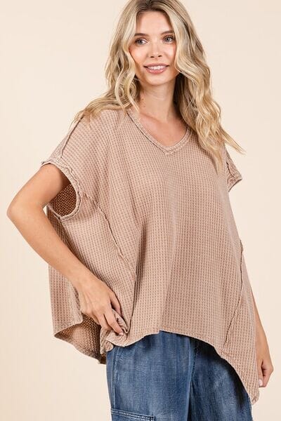 Mittoshop Mineral Wash Waffle Knit Pointed Hem Oversized Top - Sydney So Sweet