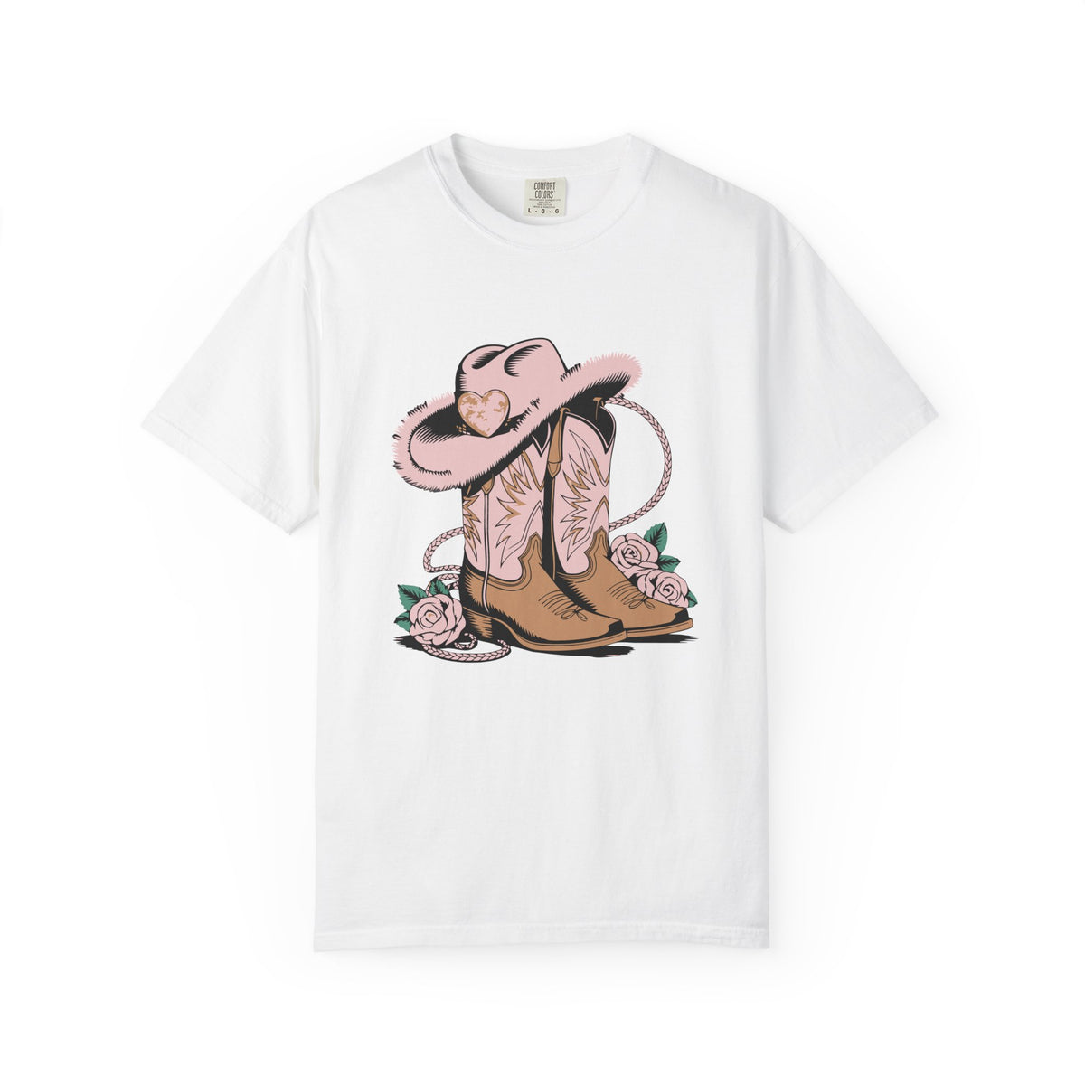 Cowgirl Valentine Boots & Hat Graphic T-Shirt Short Sleeve Tee - Sydney So Sweet