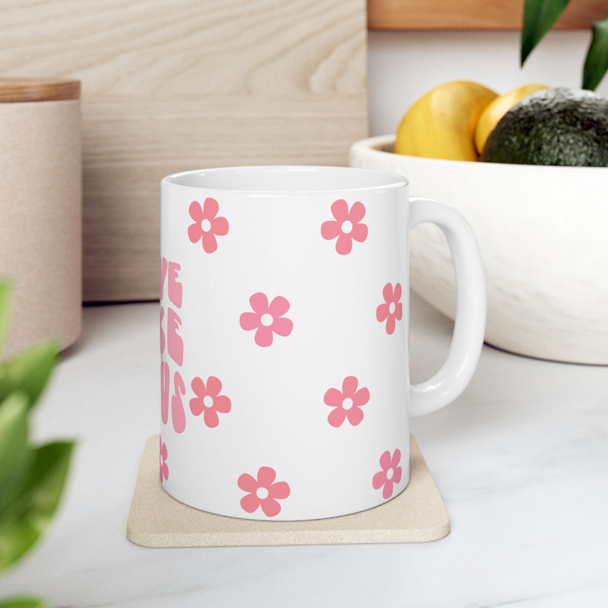 Love Like Jesus Ceramic Mug — Pink Floral Christian Coffee Cup (11oz & 15oz)