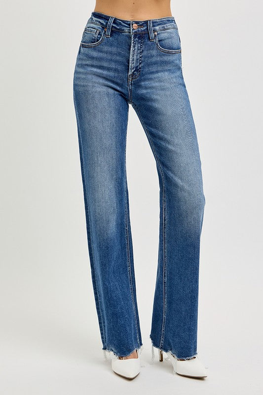 RISEN Tummy Control High Rise Raw Cut Jeans - Sydney So Sweet