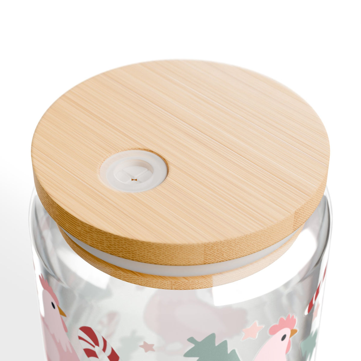 Christmas Chickens Sipper Glass 16oz Reusable Drink Jar with Lid & Straw