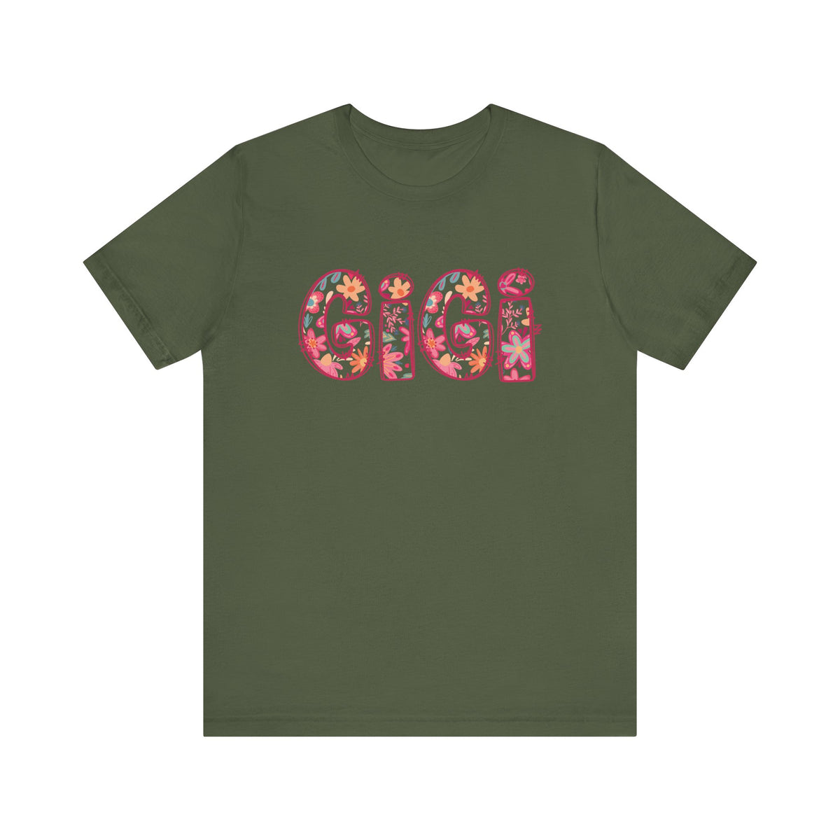 Gigi Boho Pink Floral Graphic T‑Shirt Flower Pattern Grandmother Tee