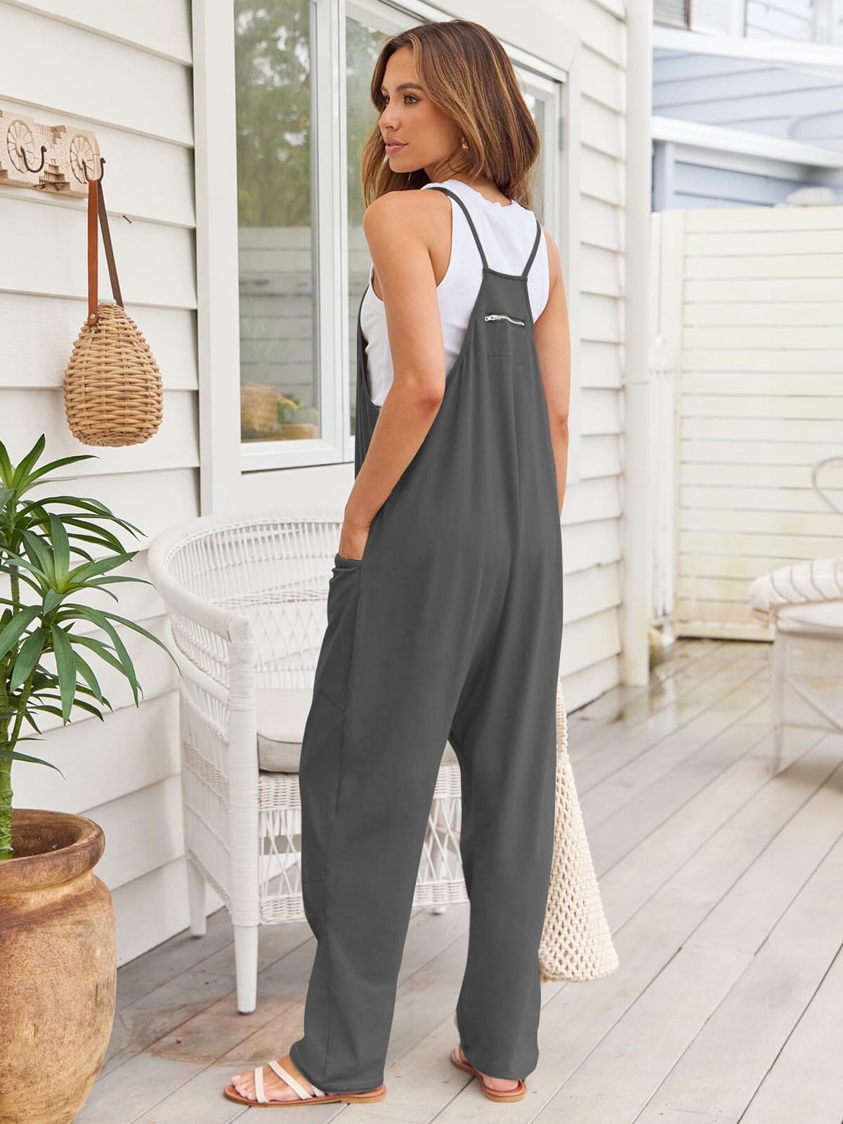 V-Neck Spaghetti Strap Jumpsuit - Sydney So Sweet