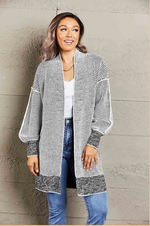 Woven Right Heathered Open Front Longline Cardigan - Sydney So Sweet