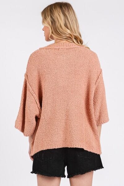 Mittoshop Side Slit Notched Drop Shoulder Sweater - Sydney So Sweet